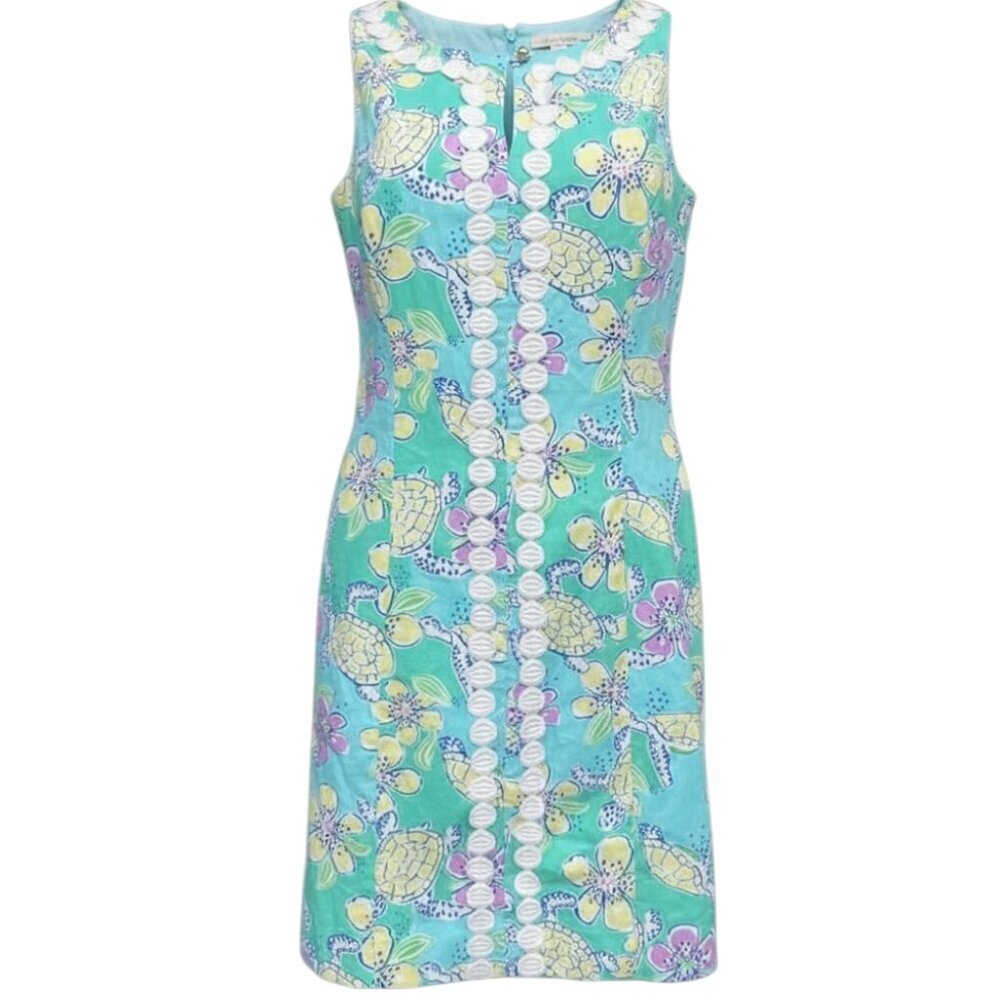 Lily Pulitzer Ginny Shift Dress Moving Slowly Sea Turtles size 2 - Picture 3 of 4